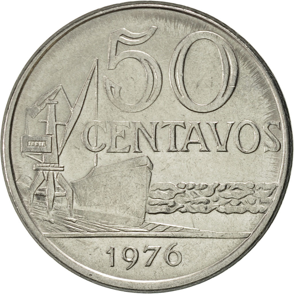 Moneda, Brasil, 50 Centavos, 1976, EBC, Acero inoxidable, KM:580b