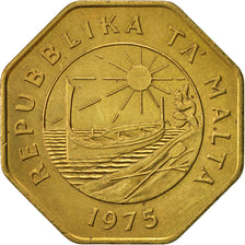 Coin, Malta, 25 Cents, 1975, AU(55-58), Brass, KM:29