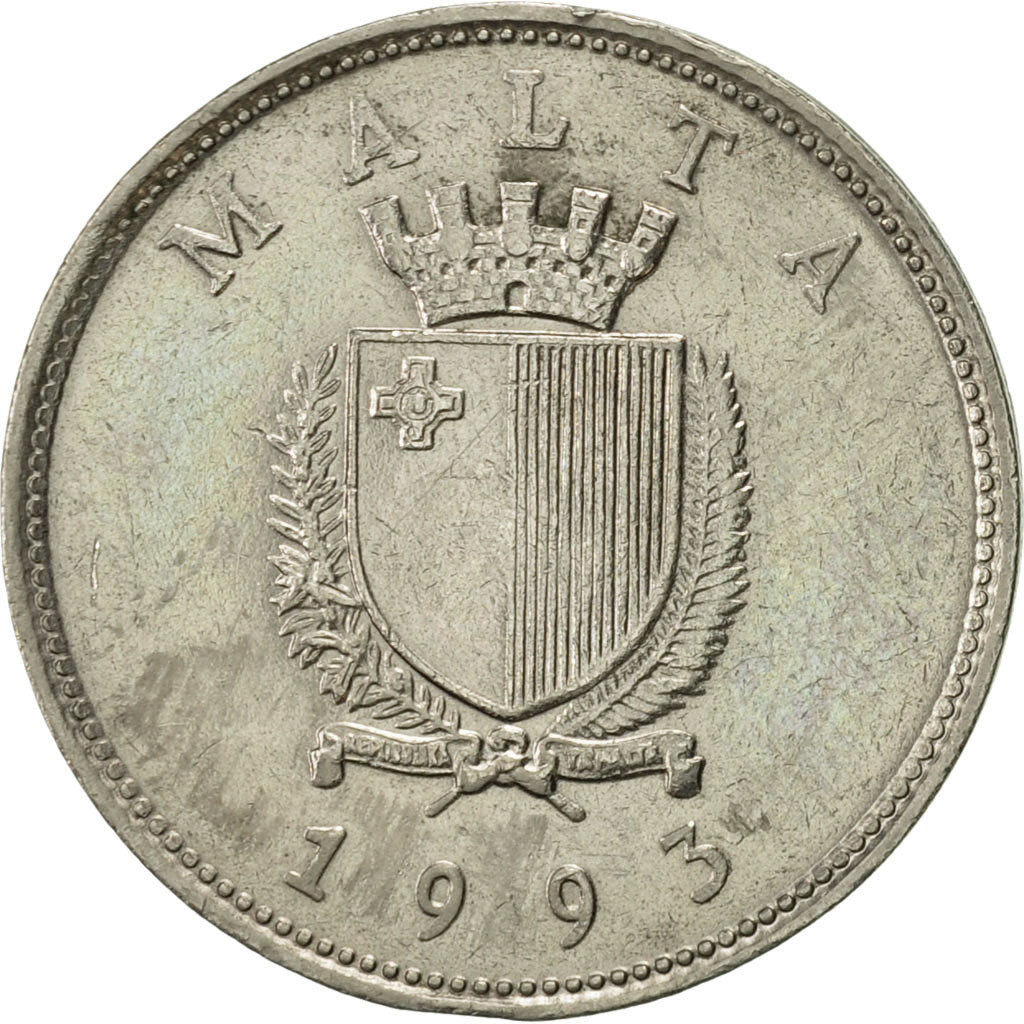 Coin, Malta, 25 Cents, 1993, Franklin Mint, AU(55-58), Copper-nickel, KM:97