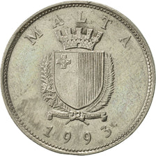 Coin, Malta, 25 Cents, 1993, Franklin Mint, AU(55-58), Copper-nickel, KM:97