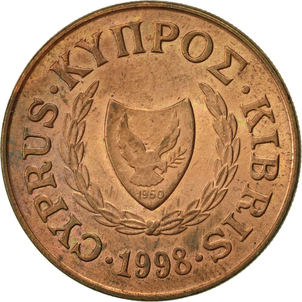 Coin, Cyprus, 20 Cents, 1998, EF(40-45), Nickel-brass, KM:62.2