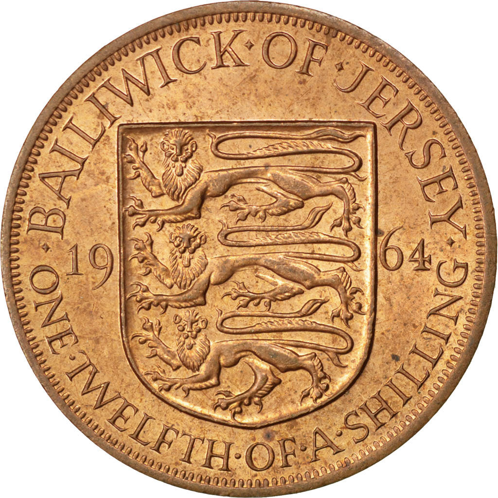 JERSEY, 1/12 Shilling, 1964, KM #21, MS(60-62), Bronze, 9.37