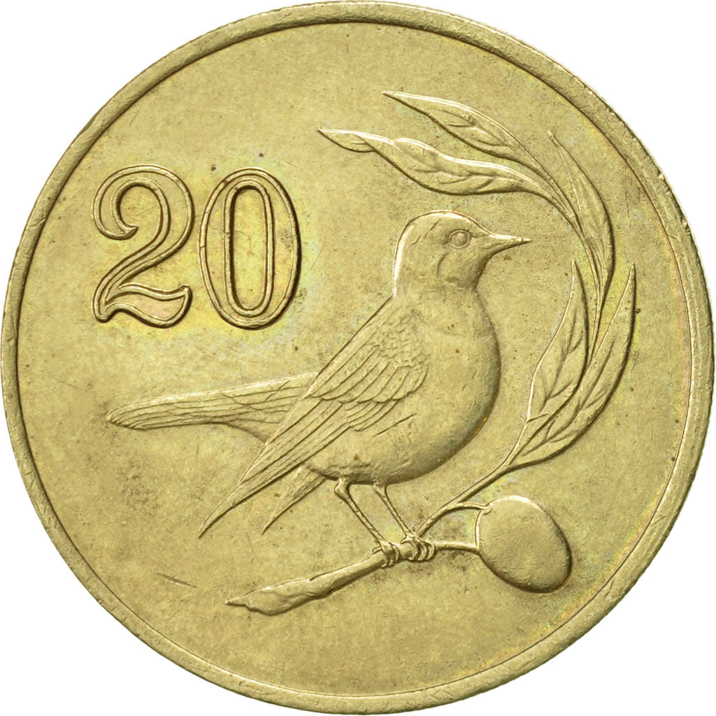 Coin, Cyprus, 20 Cents, 1985, AU(55-58), Nickel-brass, KM:57.2