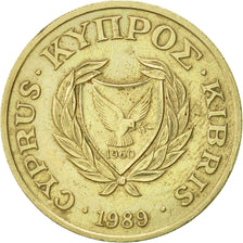 Coin, Cyprus, 20 Cents, 1989, AU(55-58), Nickel-brass, KM:62.1