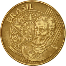 Coin, Brazil, 25 Centavos, 2006, AU(50-53), Bronze Plated Steel, KM:650