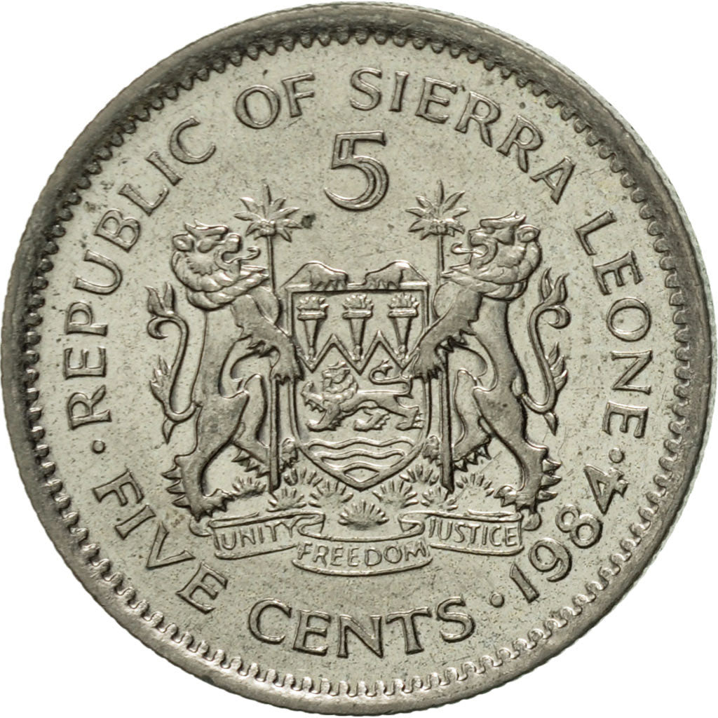 Sierra Leone, 5 Cents, 1984, AU(55-58), Copper-nickel, KM:33