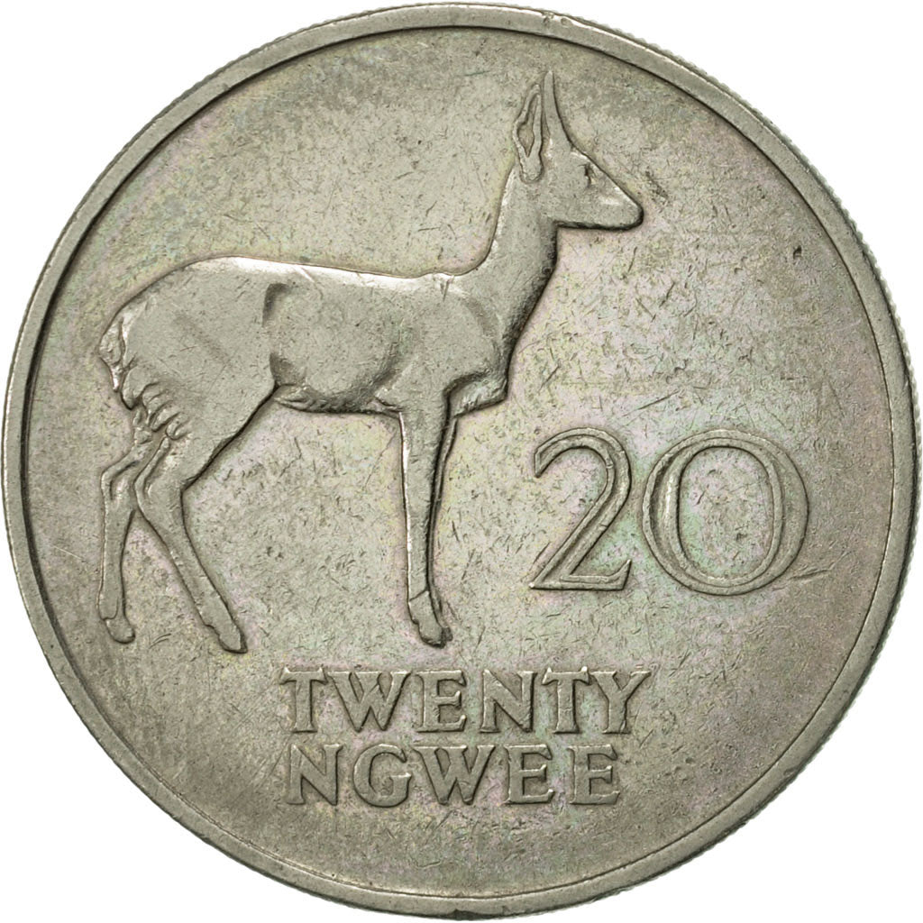 Coin, Zambia, 20 Ngwee, 1972, British Royal Mint, EF(40-45), Copper-nickel