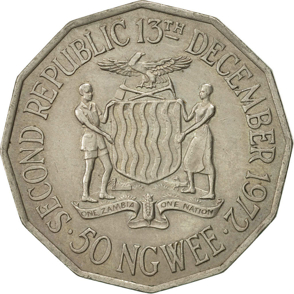 Zambia, 50 Ngwee, 1972, British Royal Mint, EF(40-45), Copper-nickel, KM:16