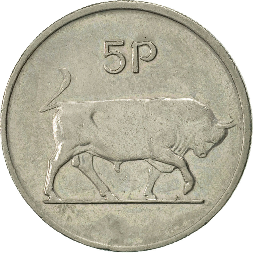 IRELAND REPUBLIC, 5 Pence, 1985, AU(55-58), Copper-nickel, KM:22