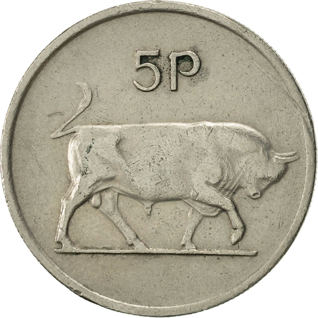 Coin, IRELAND REPUBLIC, 5 Pence, 1975, AU(55-58), Copper-nickel, KM:22