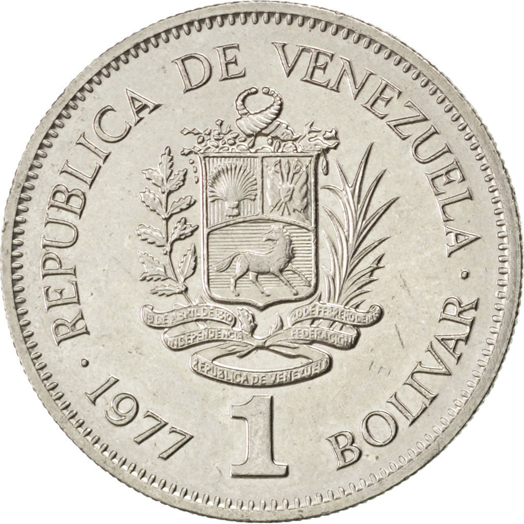 Coin, Venezuela, Bolivar, 1977, AU(55-58), Nickel, KM:52