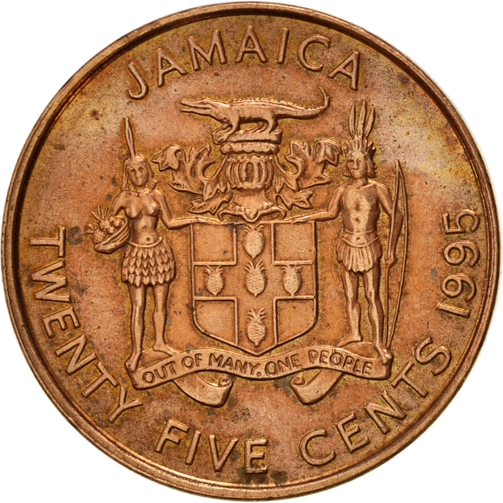 Coin, Jamaica, Elizabeth II, 25 Cents, 1995, British Royal Mint, AU(55-58)