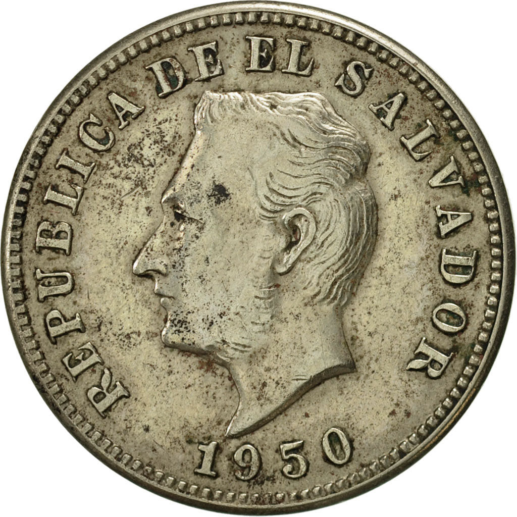 Moneda, El Salvador, 5 Centavos, 1950, British Royal Mint, MBC, Níquel - plata