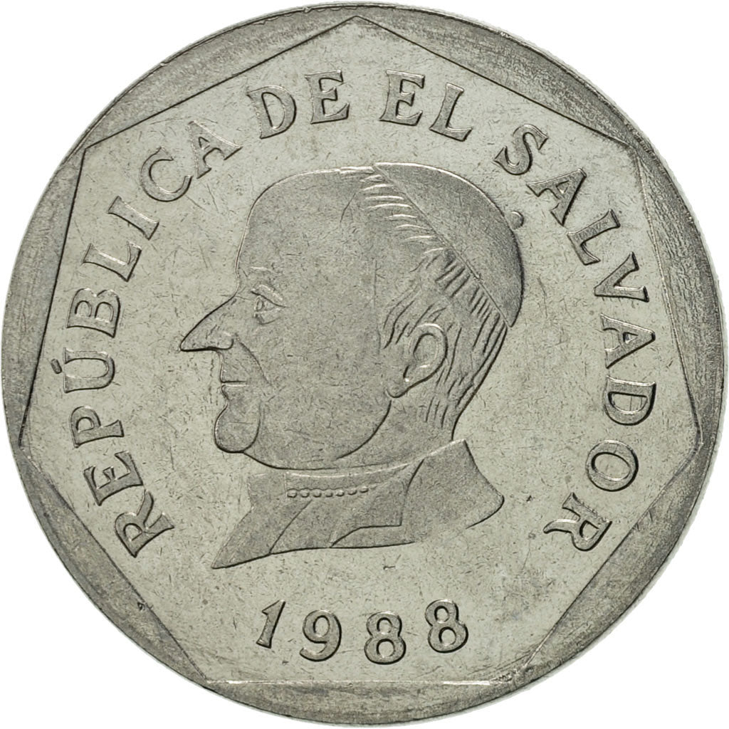 El Salvador, 25 Centavos, 1988, British Royal Mint, AU(55-58), Stainless Steel