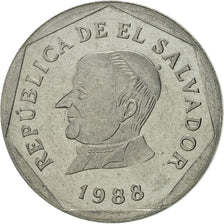 El Salvador, 25 Centavos, 1988, British Royal Mint, AU(55-58), Stainless Steel