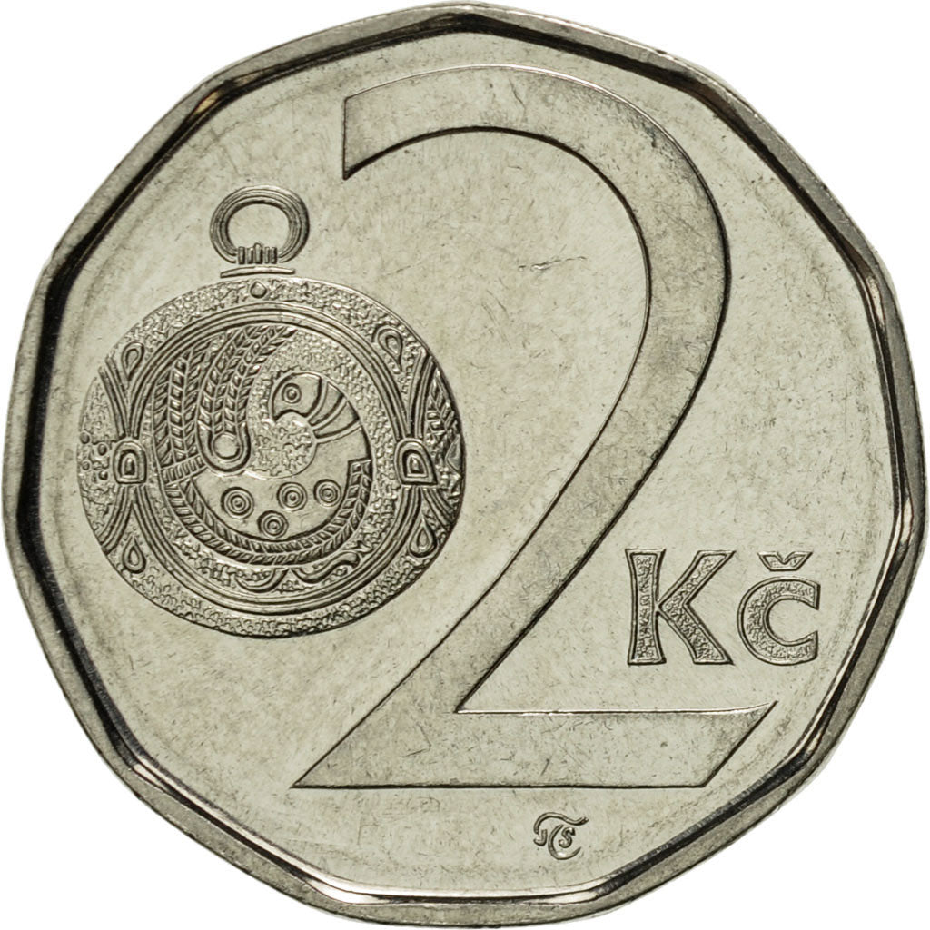 Moneda, República Checa, 2 Koruny, 2002, EBC, Níquel chapado en acero, KM:9