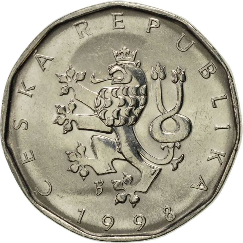 Coin, Czech Republic, 2 Koruny, 1998, AU(55-58), Nickel plated steel, KM:9