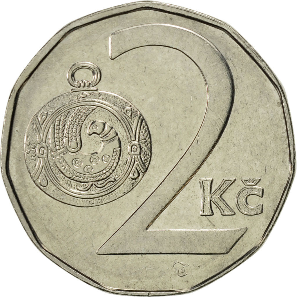 Moneta, Repubblica Ceca, 2 Koruny, 1997, SPL-, Acciaio placcato nichel, KM:9