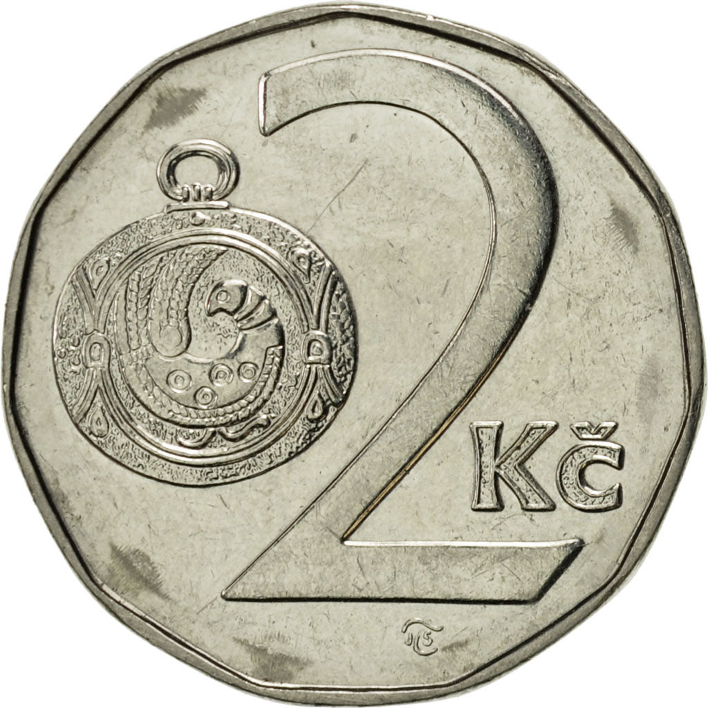 Münze, Tschechische Republik, 2 Koruny, 1994, VZ, Nickel plated steel, KM:9