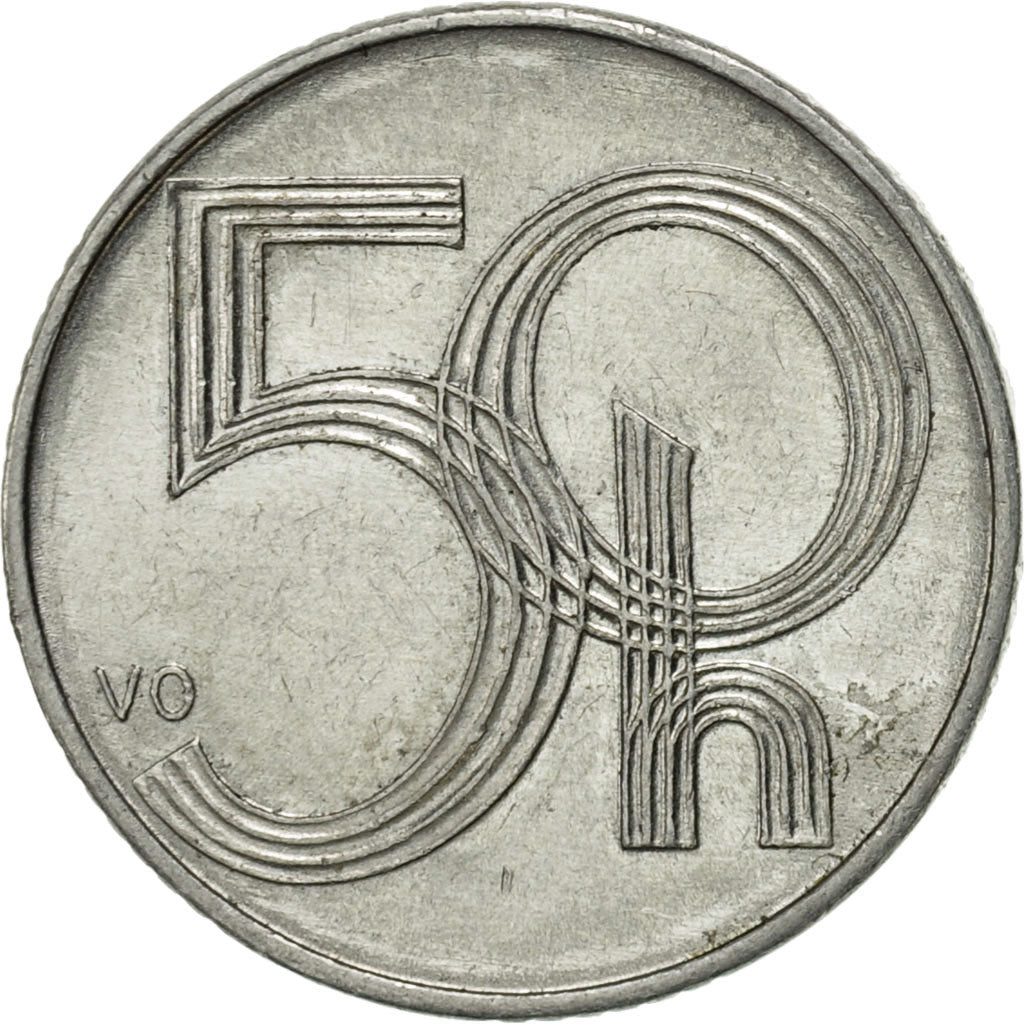 Coin, Czech Republic, 50 Haleru, 1999, AU(55-58), Aluminum, KM:3.1