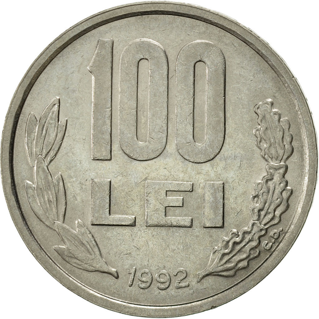 Coin, Romania, 100 Lei, 1992, AU(55-58), Nickel plated steel, KM:111
