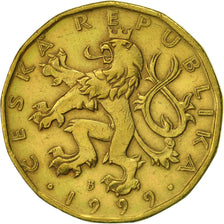 Moneda, República Checa, 20 Korun, 1999, MBC+, Latón chapado en acero, KM:5