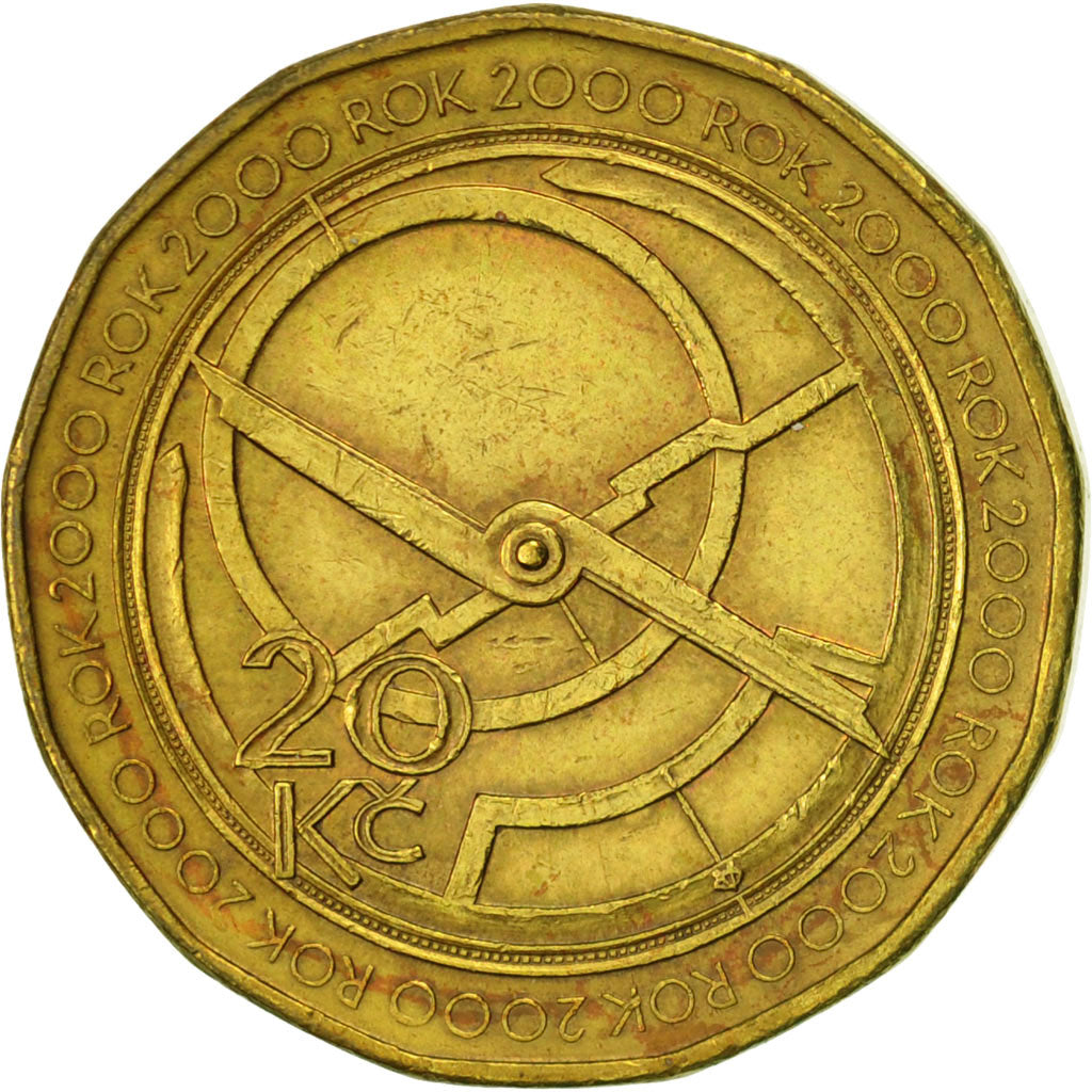 Czech Republic, 20 Korun, 2000, Jablonec nad Nisou, AU(50-53), Brass plated