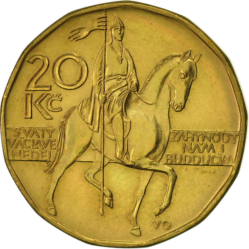 Czech Republic, 20 Korun, 2002, AU(50-53), Brass plated steel, KM:5