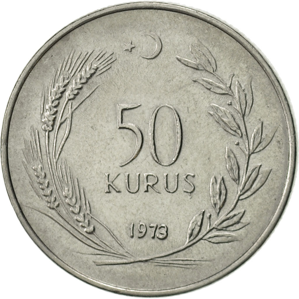Coin, Turkey, 50 Kurus, 1973, AU(55-58), Stainless Steel, KM:899