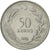 Moneta, Turcja, 50 Kurus, 1973, AU(55-58), Stal nierdzewna, KM:899