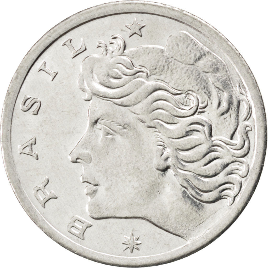 BRAZIL, 5 Centavos, 1975, KM #587.1, MS(63), Stainless Steel, 21, 2.61