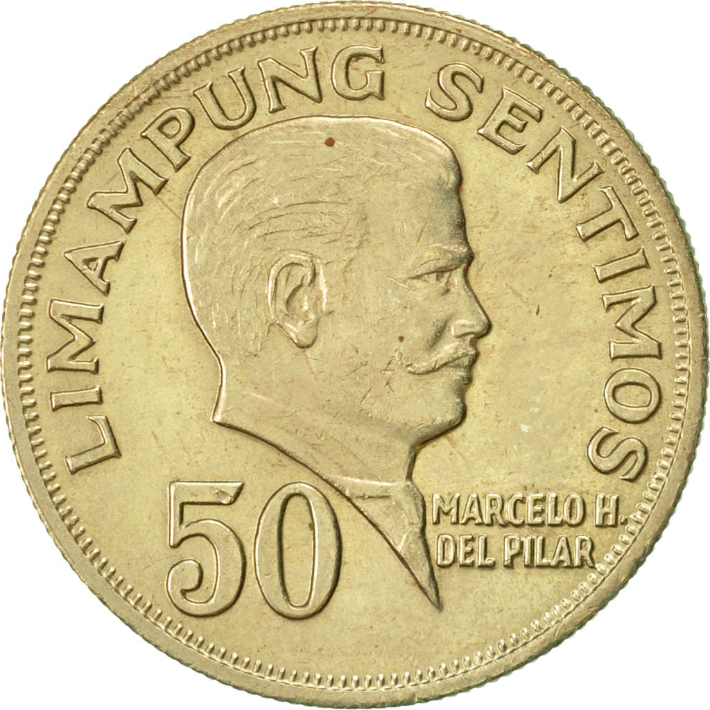 Coin, Philippines, 50 Sentimos, 1967, AU(50-53), Copper-Nickel-Zinc, KM:200
