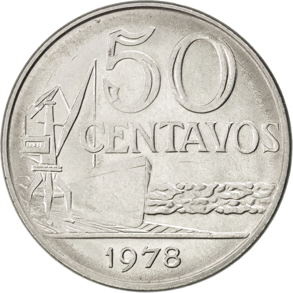 Coin, Brazil, 50 Centavos, 1978, MS(63), Stainless Steel, KM:580b