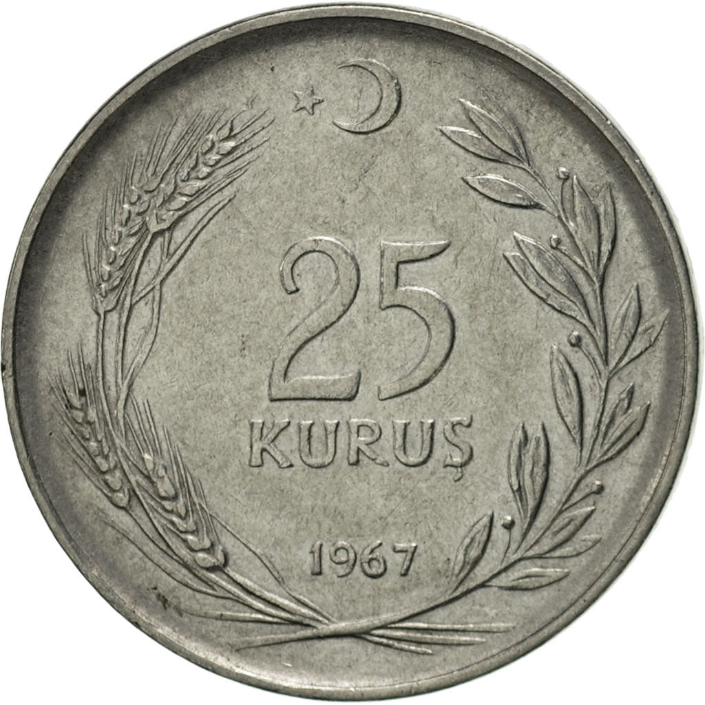 Monnaie, Turquie, 25 Kurus, 1967, SUP, Stainless Steel, KM:892.3