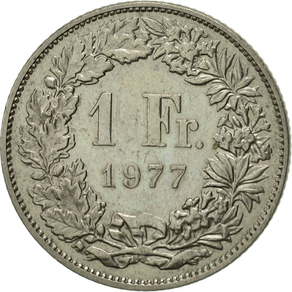 Coin, Switzerland, Franc, 1977, Bern, AU(55-58), Copper-nickel, KM:24a.1