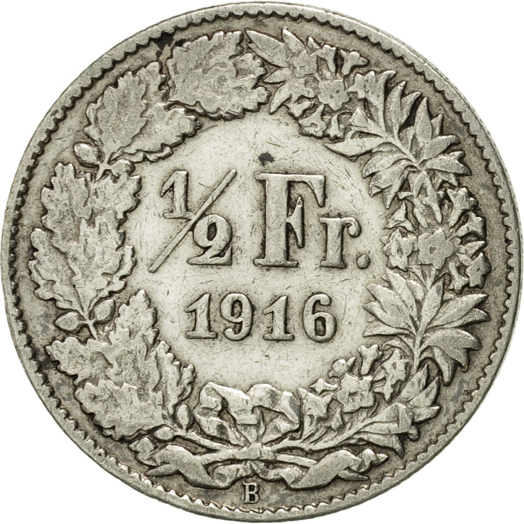 Schweiz, 1/2 Franc, 1916, Bern, VZ, Silber, KM:23