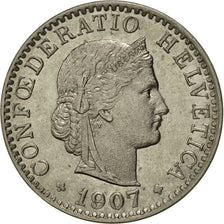 Switzerland, 20 Rappen, 1907, Bern, AU(55-58), Nickel, KM:29