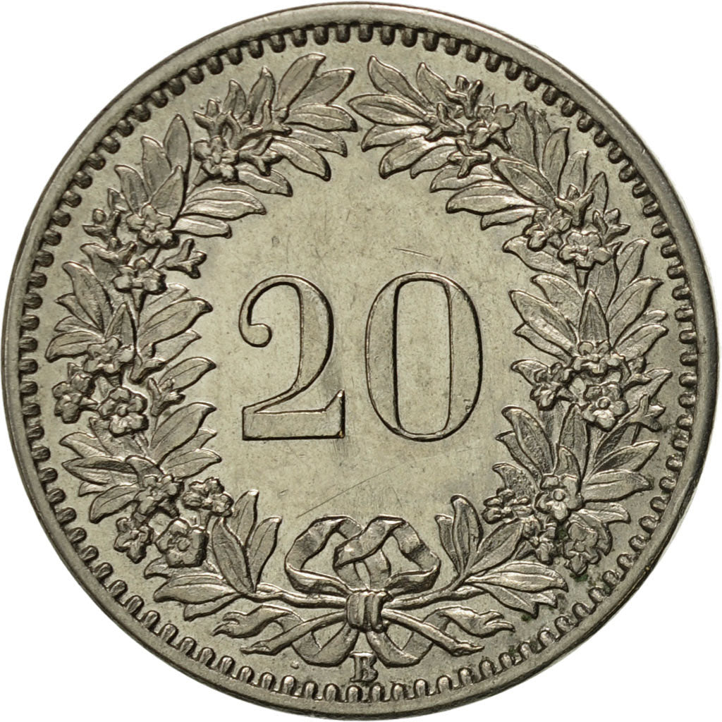 Switzerland, 20 Rappen, 1907, Bern, AU(55-58), Nickel, KM:29