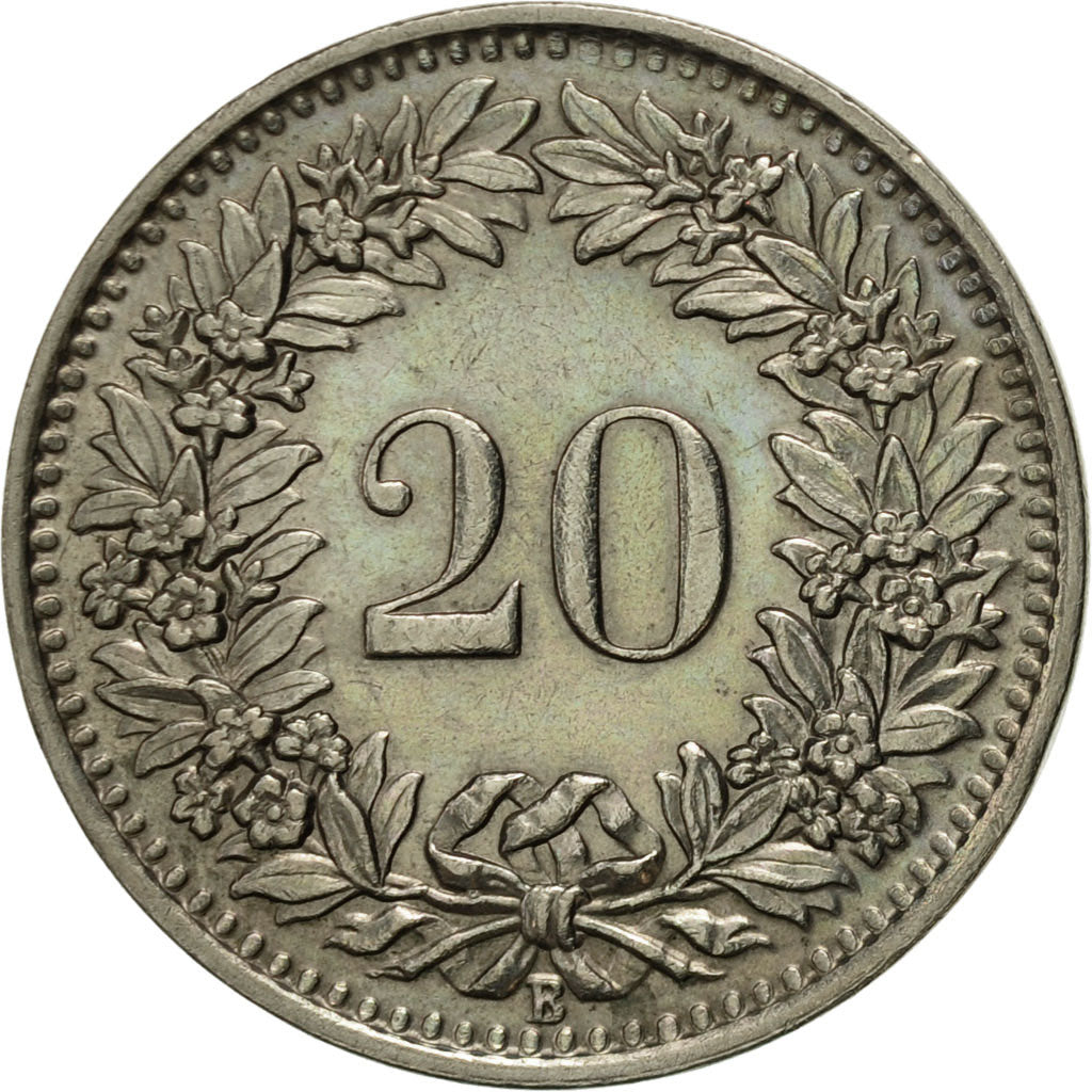 Coin, Switzerland, 20 Rappen, 1950, Bern, AU(55-58), Copper-nickel, KM:29a