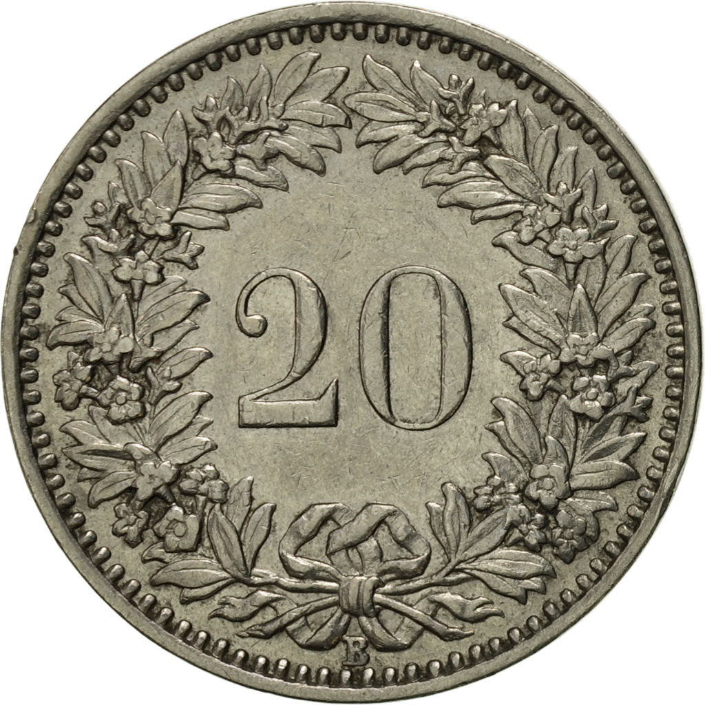 Coin, Switzerland, 20 Rappen, 1932, Bern, AU(55-58), Copper-nickel, KM:29a