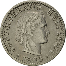 Svizzera, 20 Rappen, 1906, Bern, BB, Nichel, KM:29