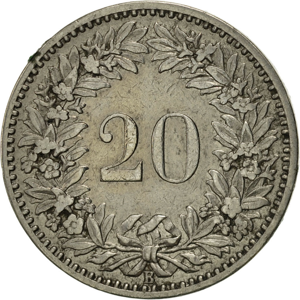 Switzerland, 20 Rappen, 1903, Bern, EF(40-45), Nickel, KM:29