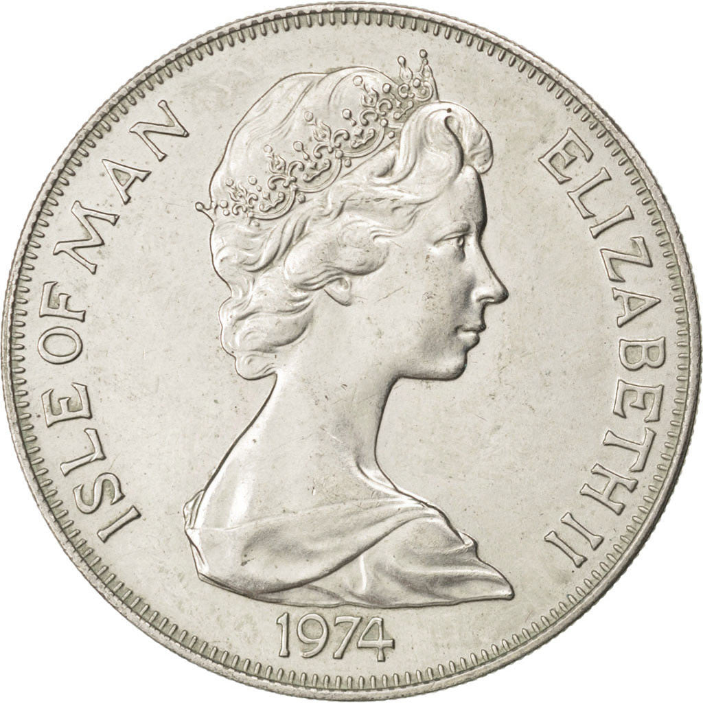 ISLE OF MAN, Crown, 1974, Pobjoy Mint, KM #30, EF(40-45), Copper-Nickel, 38.5,..