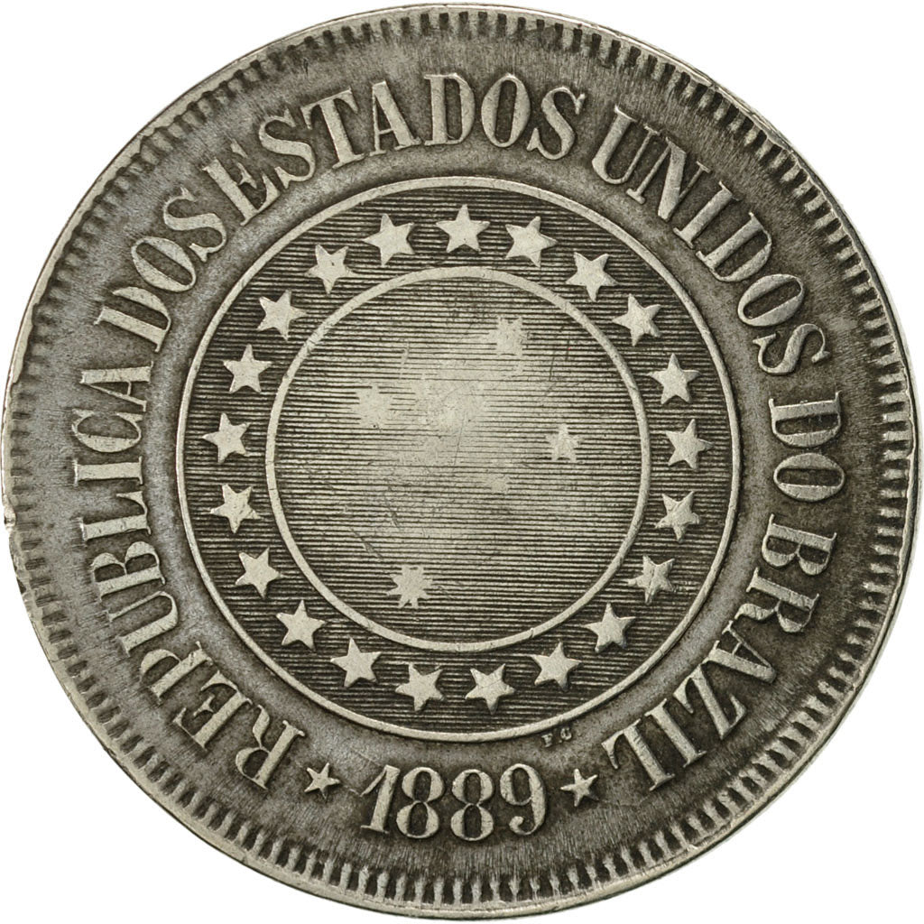 Brazil, 200 Reis, 1889, EF(40-45), Copper-nickel, KM:493