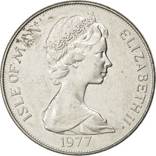 Munten, Eiland Man, Elizabeth II, Crown, 1977, ZF+, Copper-nickel, KM:41