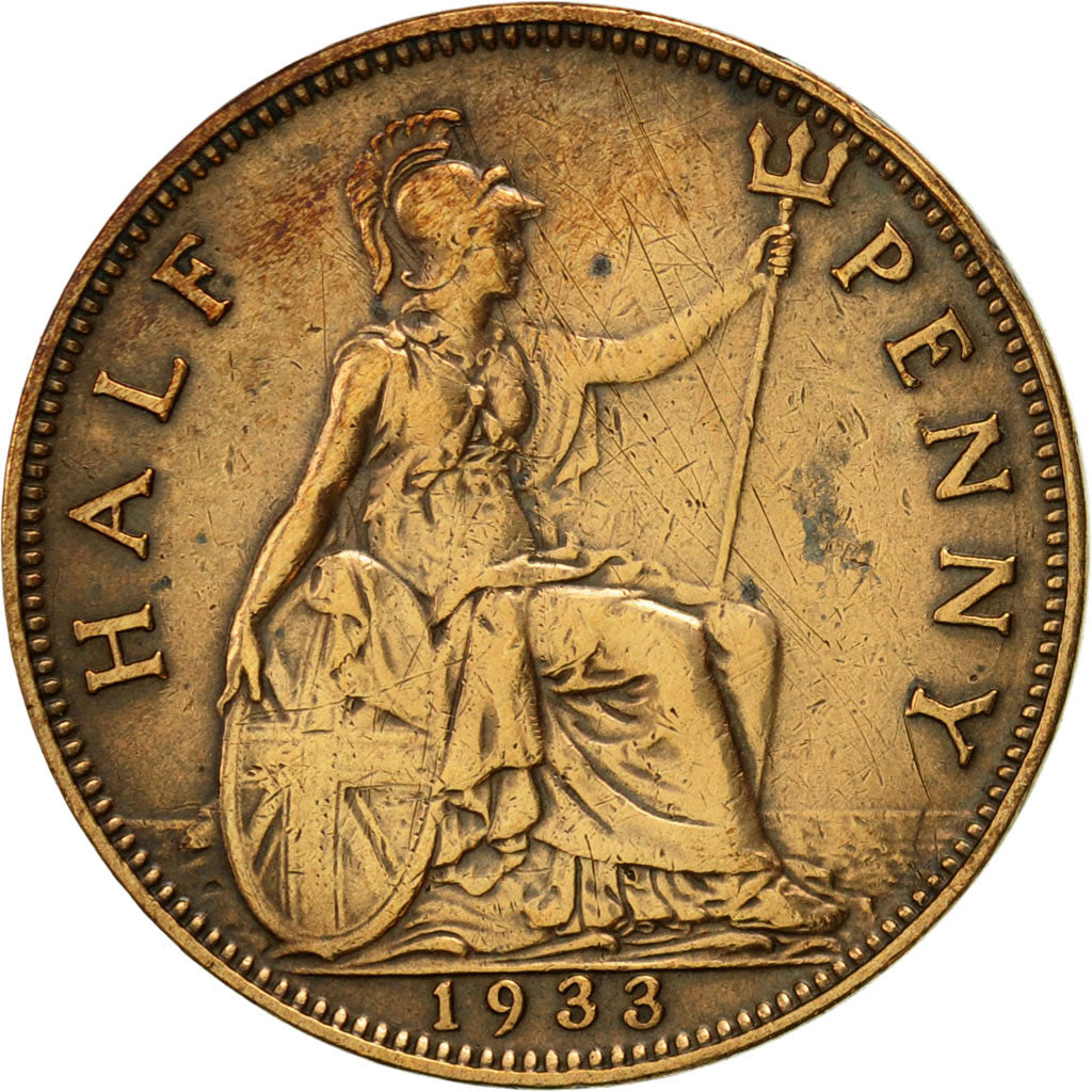 Great Britain, George V, 1/2 Penny, 1933, EF(40-45), Bronze, KM:837