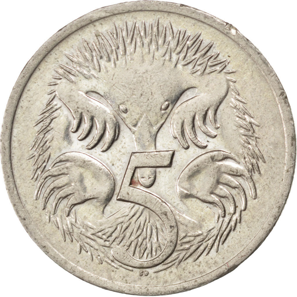 AUSTRALIA, 5 Cents, 1975, KM #64, MS(60-62), Copper-Nickel, 19.41, 2.73