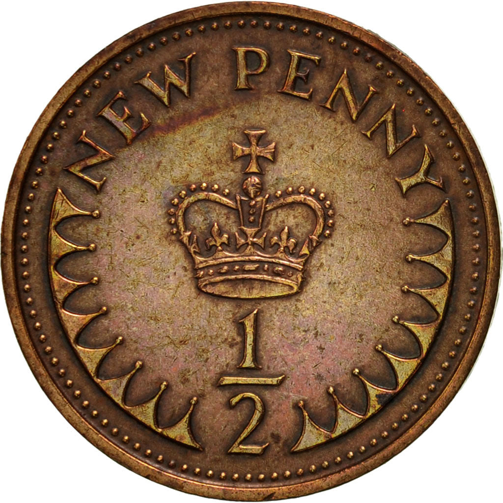 Moneta, Gran Bretagna, Elizabeth II, 1/2 New Penny, 1971, BB, Bronzo, KM:914
