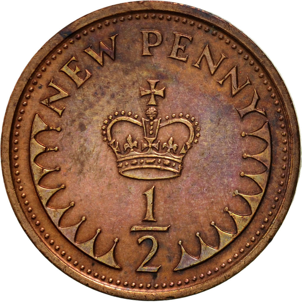 Coin, Great Britain, Elizabeth II, 1/2 New Penny, 1973, EF(40-45), Bronze