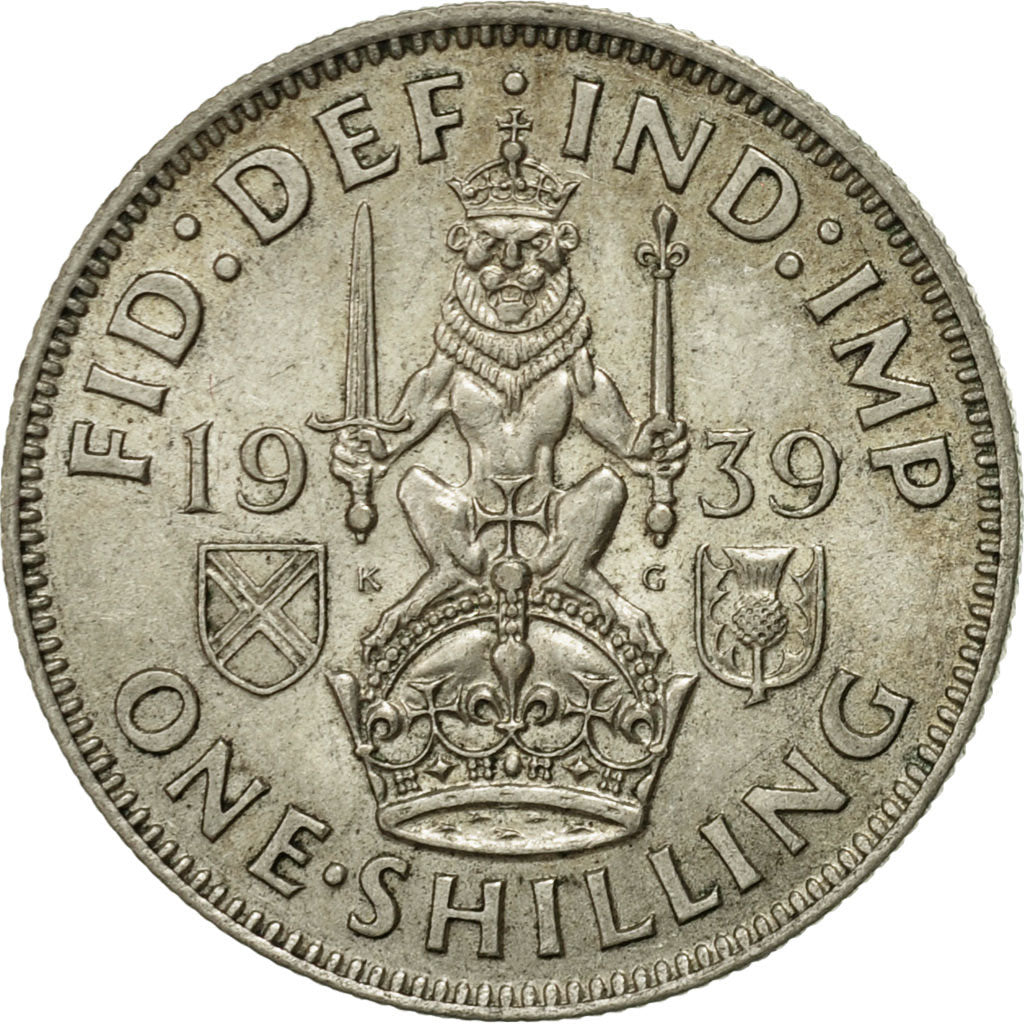 Great Britain, George VI, Shilling, 1939, AU(55-58), Silver, KM:854
